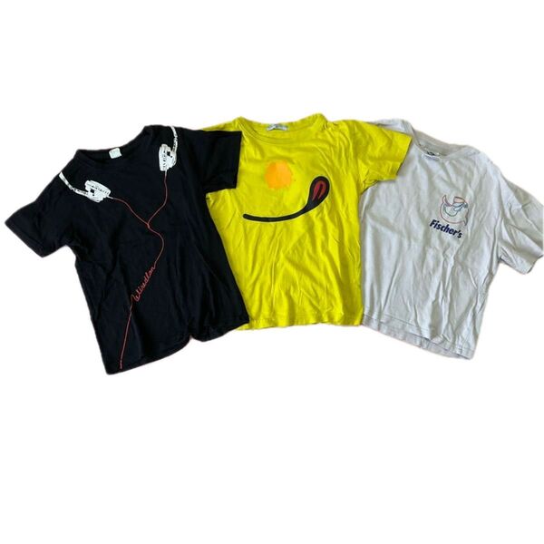 【500円均一】140サイズ YouTuberフィッシャーズとその他2種類 Tシャツ3枚セット まとめ売り 子供服