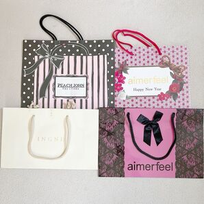 aimerfeel、INGNI、PEACH JOHN ショップ袋4枚セット 買い物袋 手提げ袋 ショッパー まとめ売り