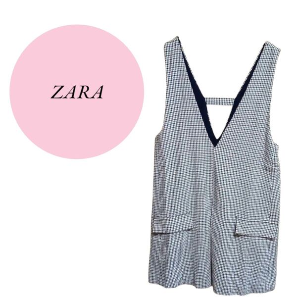 ☆6月セール☆最終値下げ☆【ザラ】ZARA ノースリーブワンピース Vネック ジャンパースカート ギンガムチェック 大人可愛い