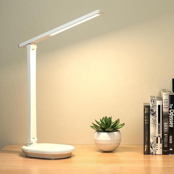 【新品】LEDスタンドライト 充電式両用 調光・調色 多角度調整 ホワイト デスクライト 学習机