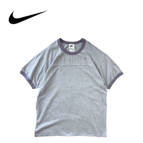 【美品】NIKE ナイキ 90s リンガー Tシャツ 白タグ ロゴ刺繍 old