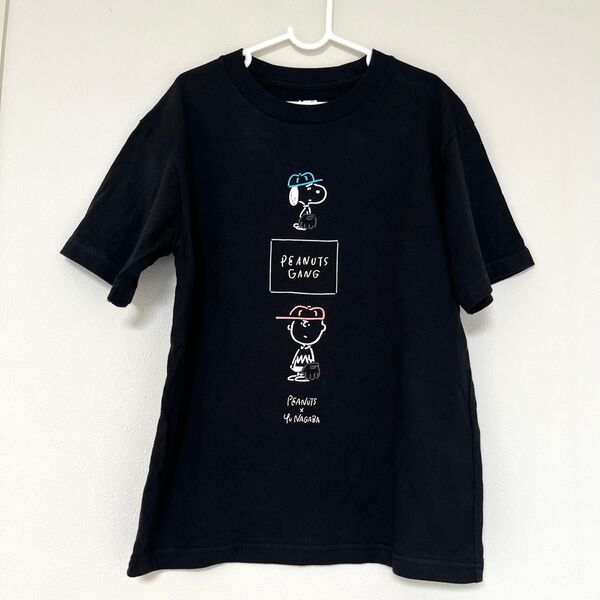 ユニクロ 140 PEANUTS スヌーピー 半袖 Tシャツ UT 黒 半袖Tシャツ ブラック 綿100