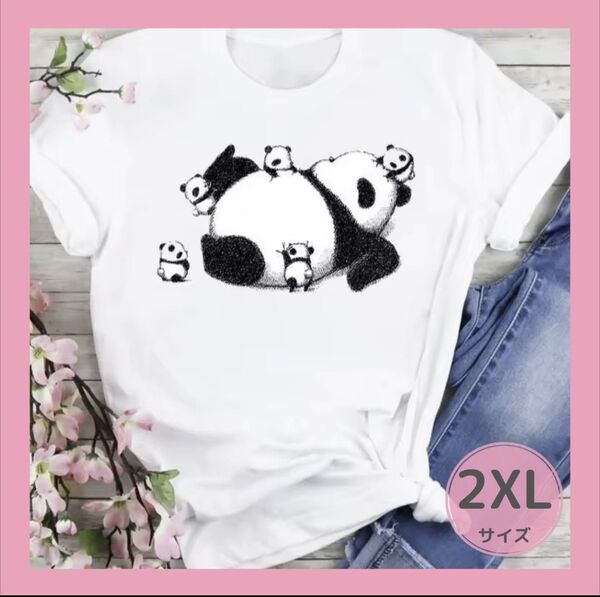レディースTシャツ パンダ 可愛い 韓国 男女兼用 白