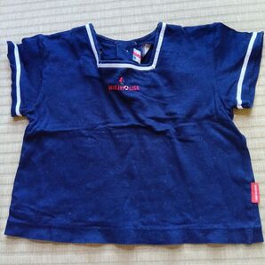 mikiHOUSE セーラーカラー風Tシャツ ネイビー 95