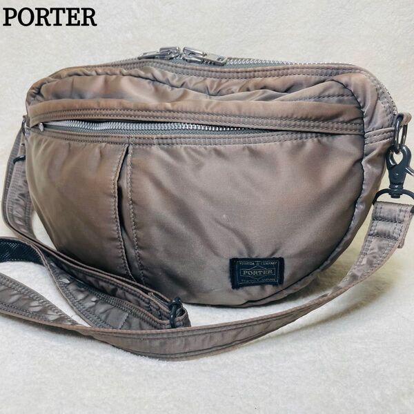 PORTER ポーター TANKER タンカー ショルダーバッグ シルバーグレー ハーフムーン