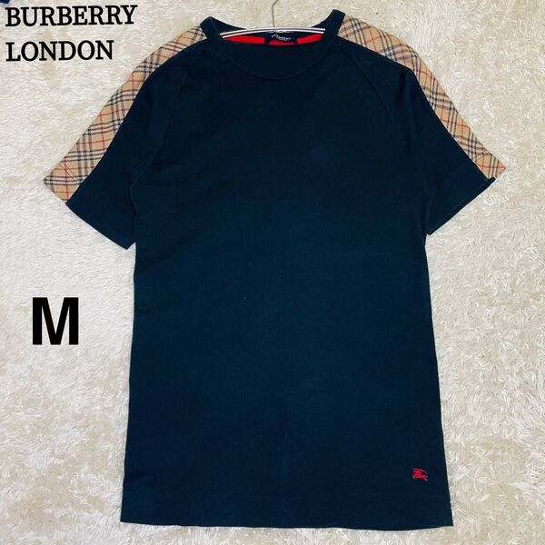 BURBERRY LONDON バーバリーロンドン 半袖 Tシャツ ノバチェック ブラック 黒 M