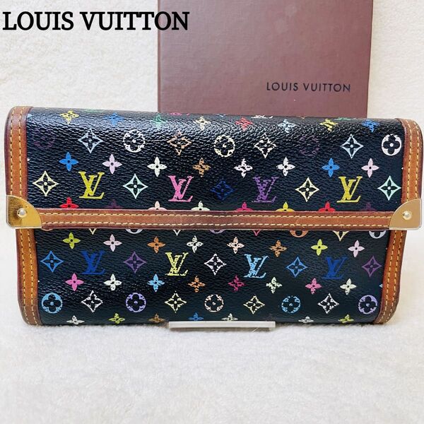 LOUIS VUITTON ルイヴィトン 長財布 マルチカラー モノグラム ポルトトレゾール インターナショナル ブラック