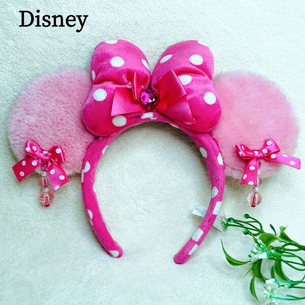 希少 Disney 東京ディズニーリゾート ミニーちゃん カチューシャ ピアス イヤリング ドット ピンク
