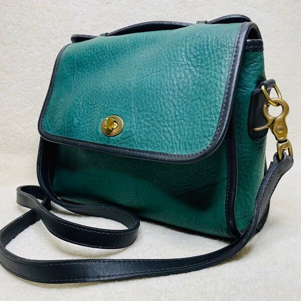 archive y2k shoulder bag Green Vintage OLD レザー ショルダーバッグ2way