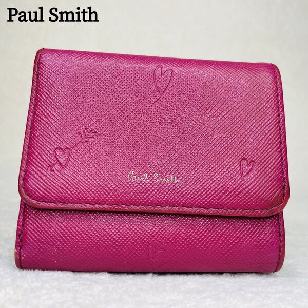 Paul Smith ポールスミス 二つ折り財布 がま口 コンパクトウォレット レザー ピンク