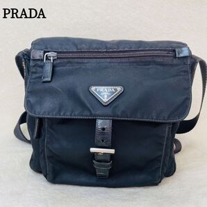PRADA プラダ ショルダーバッグ ナイロン レザー ブラック クロスボディ 黒