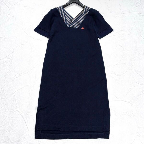 ☆美品☆ヴィヴィアンウエストウッド ポロシャツ ワンピース オーブ刺繍 異素材 Vivienne Westwood 鹿の子 3