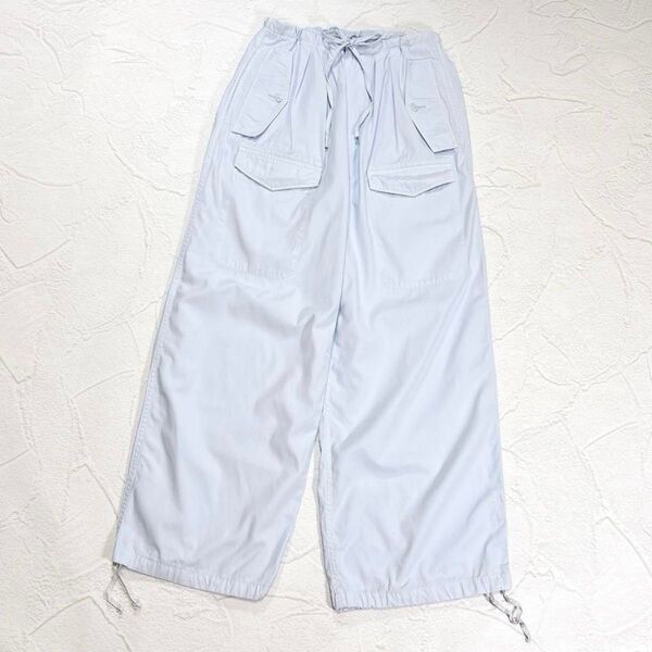 ☆24SS☆TICCA ティッカ カーゴパンツ ウエスト調節可 F ブルー ワークパンツ パラシュートパンツ ブルー