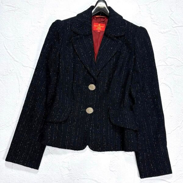 ☆美品☆ヴィヴィアンウエストウッド テーラードジャケット ラメ オーブボタン 3 Vivienne Westwood ウール混