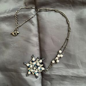 ネックレス パール ビーズ 雪の結晶