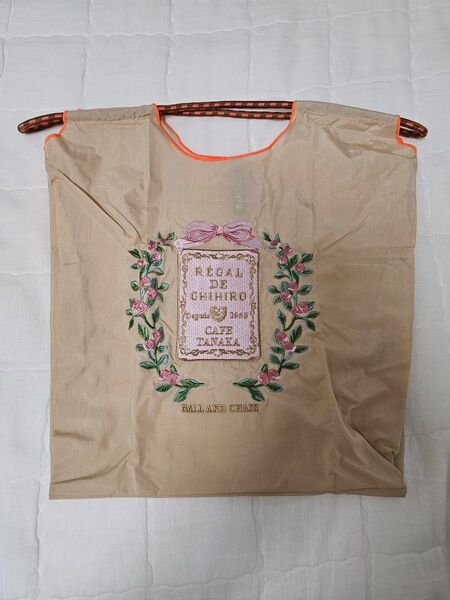 リボン フラワー お花 ヨーロッパカフェ 刺繍 エコバッグ レデース カフェ タナカ ボールアンドチェーン お好きな方に☆