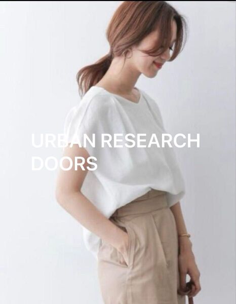URBAN RESEARCH DOORS アーバンリサーチドアーズ リネンフレンチタックブラウス ホワイト
