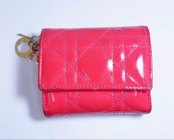 Dior カナージュ クリスチャンディオール ロータスウォレット 三つ折り財布 財布 ディオール ピンク