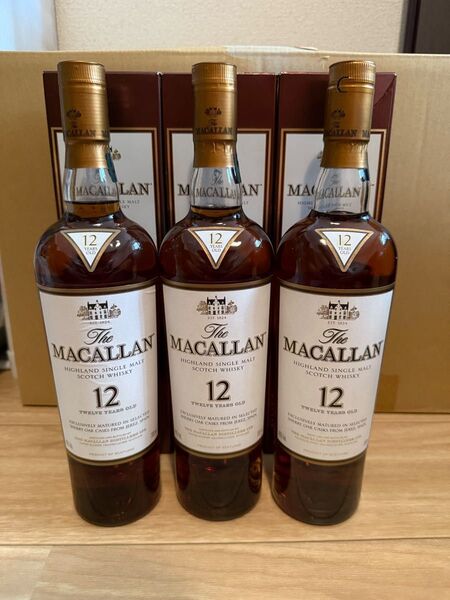 【未開栓】The MACALLAN ザ・マッカラン 12年 シェリーオーク 3本 旧ボトル ウイスキー 700ml 40% 箱付