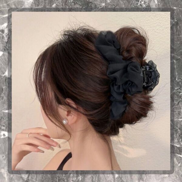 ヘアクリップ 黒 ブラック バンス クリップ ヘアアクセサリー 大きめ 髪留め