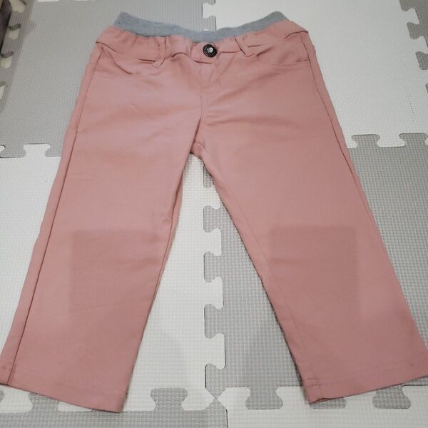 キッズ 120 パンツ ボトムス 七分丈 ピンク ストレッチ 女の子 春夏