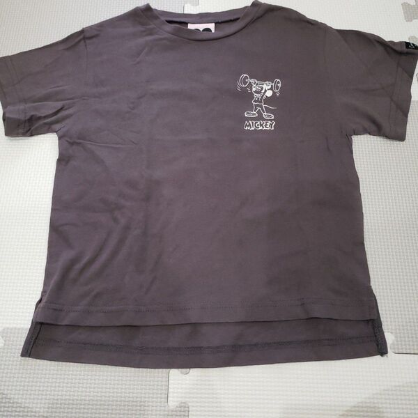 キッズ 120 Tシャツ 半袖 ミッキー 綿100% チャコール 春夏
