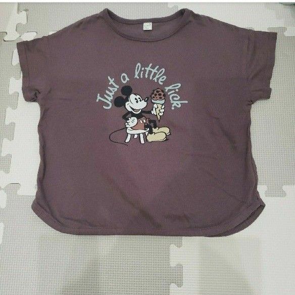 キッズ 110 Tシャツ 半袖 アプレレクール 綿100% ミッキー ブラウン
