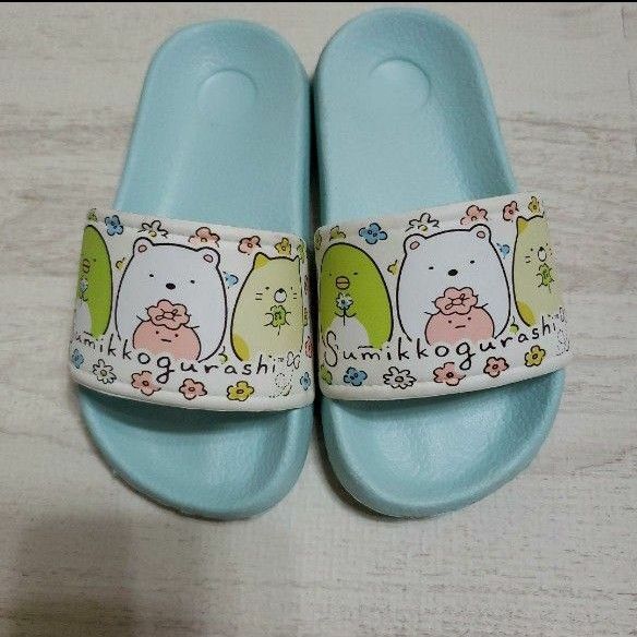 キッズ 17cm サンダル すみっコぐらし 女の子 グリーン お花