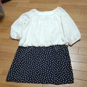 flaneries7分袖切り替えワンピースmサイズ