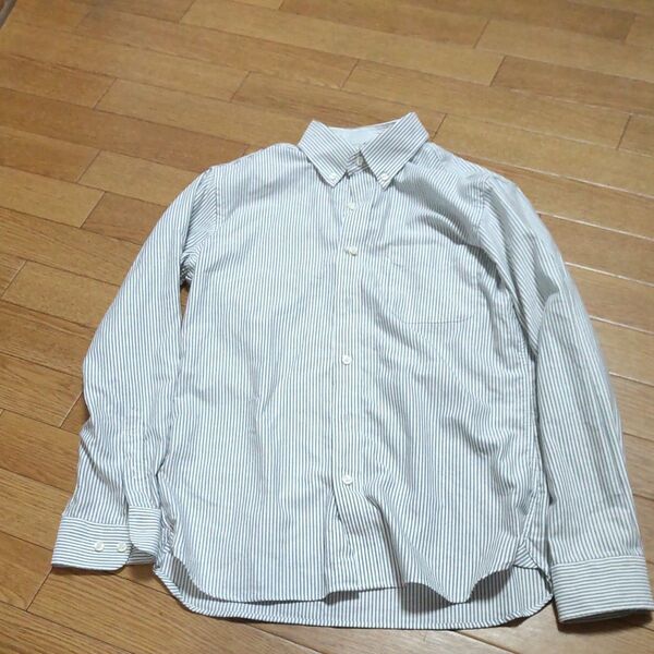 無印良品 ストライプ 長袖 ボタンダウン シャツメンズLサイズ