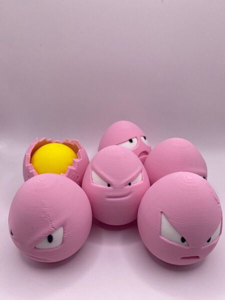 ピンクの卵型オブジェ6個セット3D