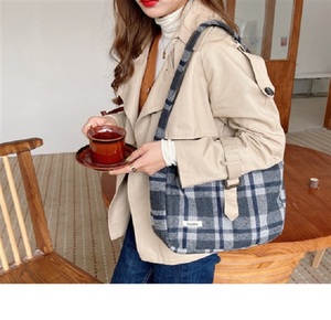 ショルダーバッグ、トートバッグ、お弁当袋/ブラック、チェック柄、エコバッグ、新品