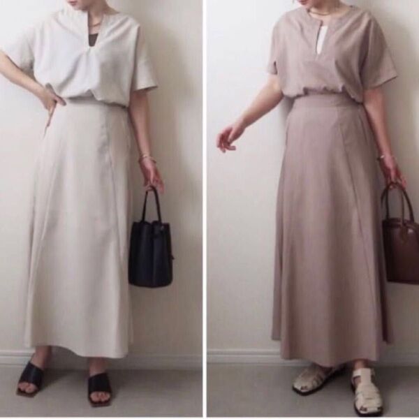 Lutique omi セットアップ モカ ベージュ 右側 M
