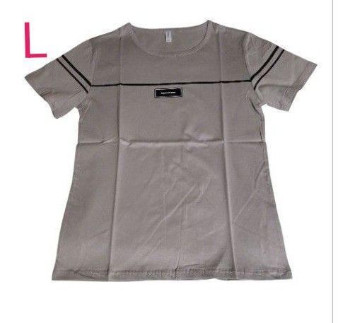 新品 未使用品 Tシャツ Lサイズ グレー シンプル ロゴ ワンポイント ライン 男女兼用 カジュアル 綿100