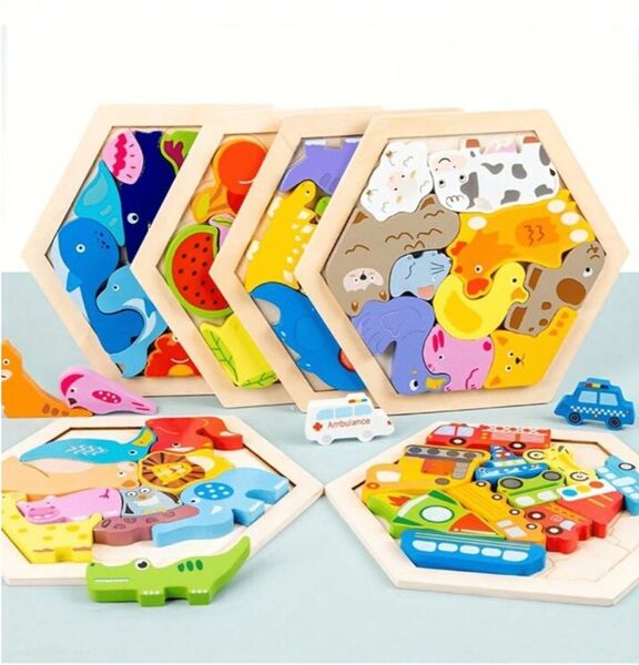 知的玩具 木製3Dパズル 恐竜版