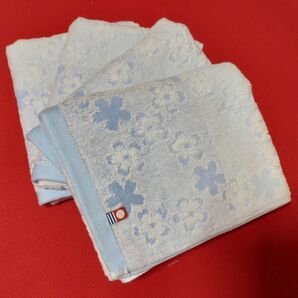 期間限定 可憐 新生活 今治タオル 240匁 舞い桜 フェイスタオル 中厚地 ブルー 4枚 認証タグ付 春 巣立ち