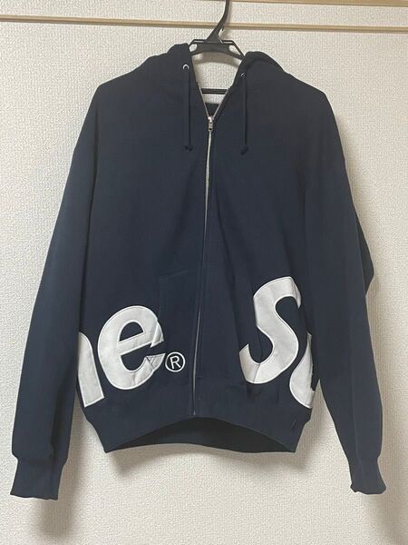 Supreme Big Logo Zip Up Hooded Sweatshirt "Navy" Mサイズ