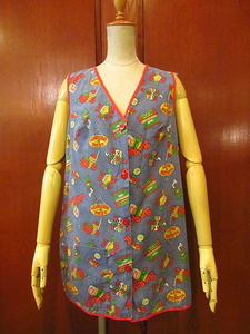  Vintage 70's* lady's american total pattern cotton apron *200617s1-apr 1970s dot cooking cooking 