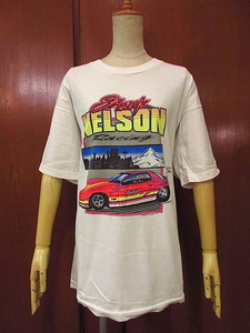 ビンテージ90’s●AUBURN NELSONレーシングプリントTシャツ白size XL●200622s1-m-tsh-otオーバーンUSAコットンホワイト古着半袖