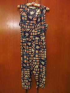  Vintage 70's80's*STEWART RICHER lady's rayon total pattern overall sizeS*200628f8-w-all old clothes all-in-one overall dress 