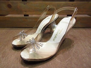  Vintage 40's50's*southern CHARM rhinestone attaching clear pumps 7 1/2B*200601n3-w-pmp-235cm 1940s1950s lady's heel 