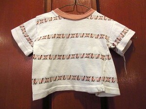  Vintage 70's* Kids border T-shirt *200605f10-k-tsh old clothes short sleeves shirt tops child clothes USA