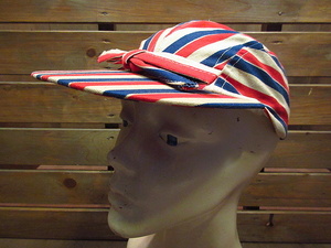  Vintage 50's60's*Howard lady's tricolor stripe Baseball cap M*200622n7-w-cp-ot 1950s1960s hat cotton 