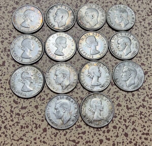 カナダ 銀貨 25セント おまとめ コイン 古銭 アンティーク コレクション