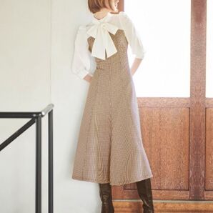 AND COUTURE アンドクチュール ヨーク切替千鳥柄ワンピース チェック ワンピース