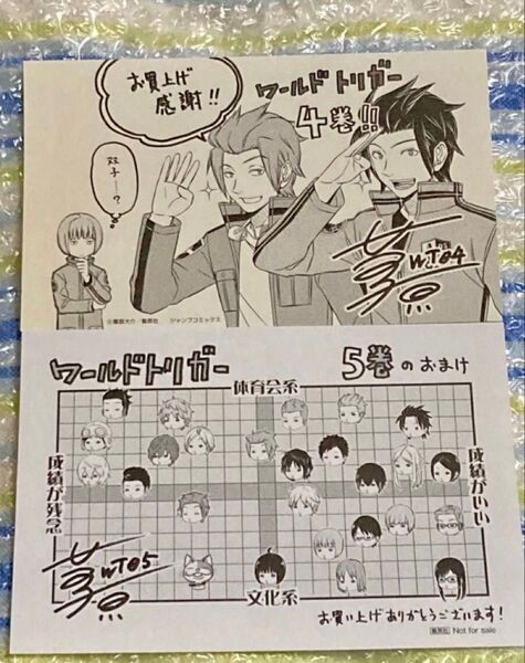 ワールドトリガー 4巻&5巻 特典 イラストペーパー 2種セット♪