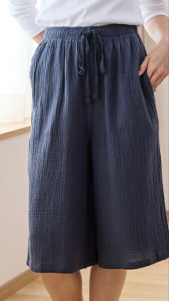 ステテコ ルームウェア パンツ 七分丈 すみ黒 M