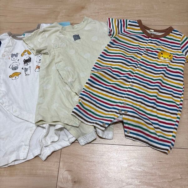 ロンパース 3枚まとめうり80 ロンパース ロンパース 半袖 ベビー服 半袖ロンパース