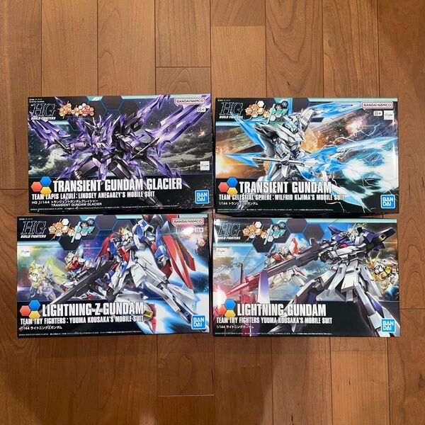 HG ライトニングZガンダム、ライトニングガンダム、トランジェントガンダム、トランジェントガンダムグレイシャー 4個セット