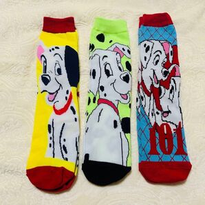 101匹わんちゃん ソックス 3足セット レディース Disney ディズニー 靴下 クルー丈 ショート丈 キャラクター かわいい